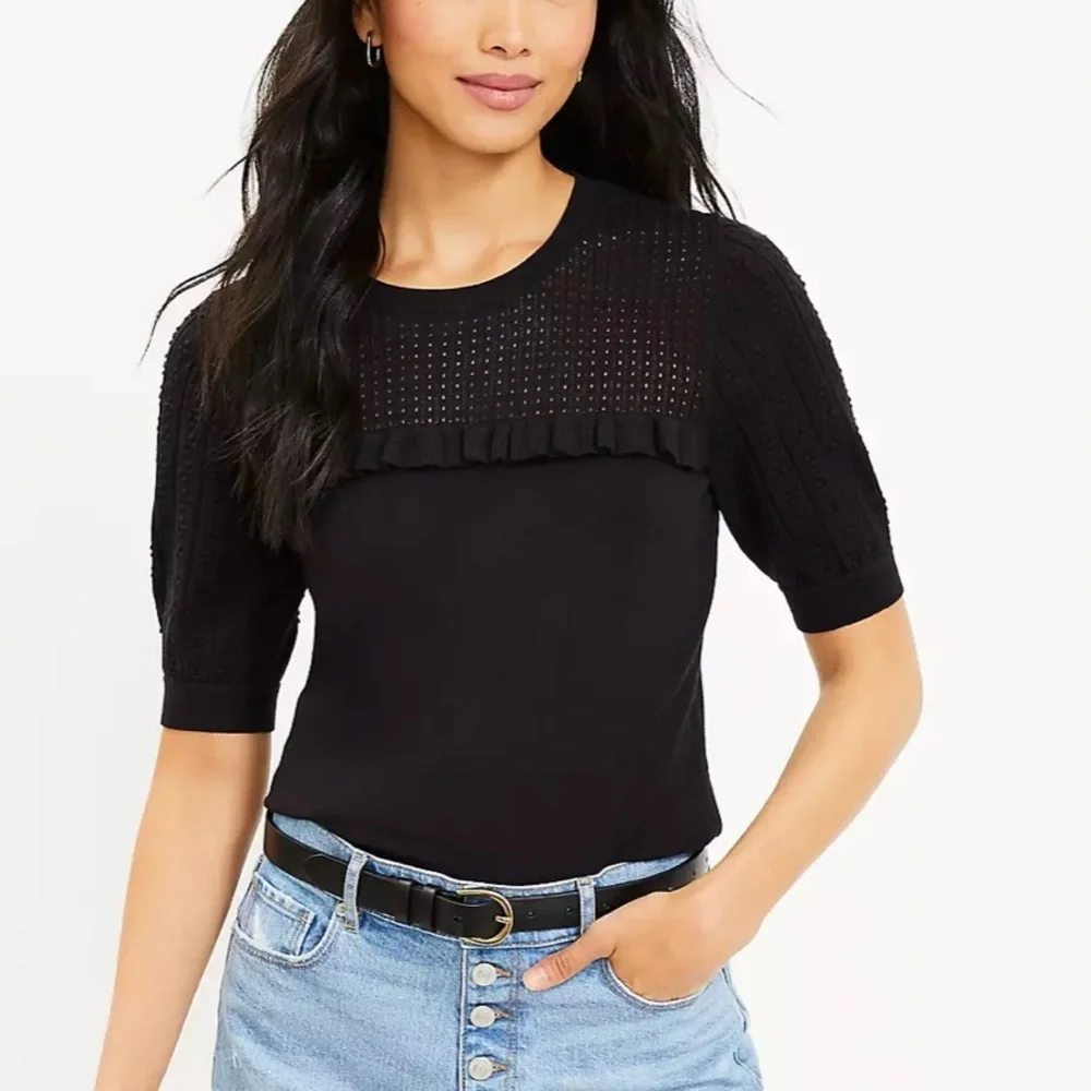LOFT Blouse Dressy Casual Black Rayon Blouse Shirt Top Sz Small - Picture 11 of 11